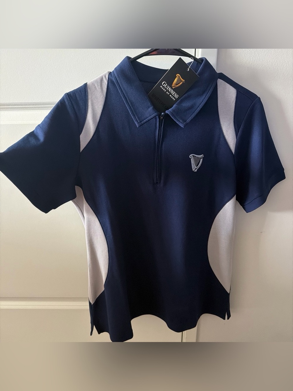 Guinness Navy and White Women’s Zip Polo
